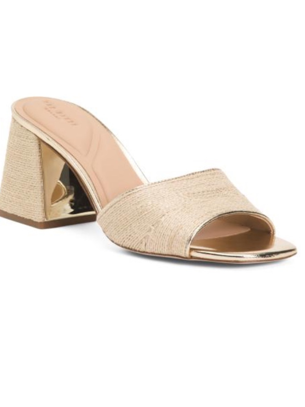 Ted Baker Gold Open-Toe Block Heel Mule